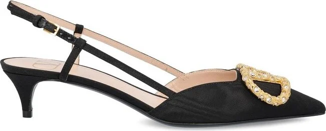 Valentino Logo Embellished Slingback Pumps