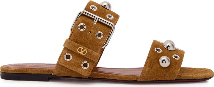 Valentino Nellcote Stud-embellished Suede Sliders