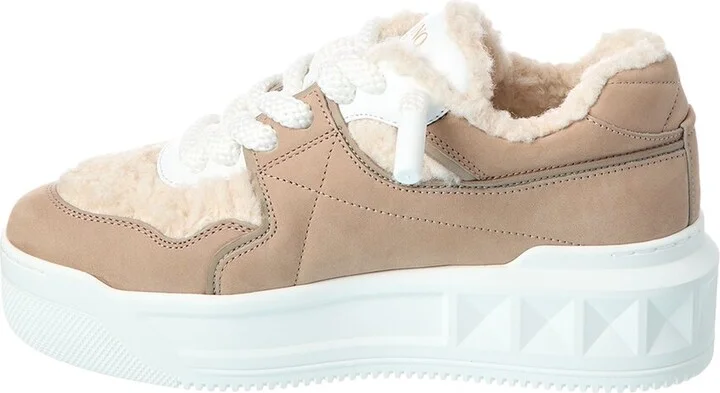 Valentino One Stud Xl Leather & Wool Sneaker - Image 2