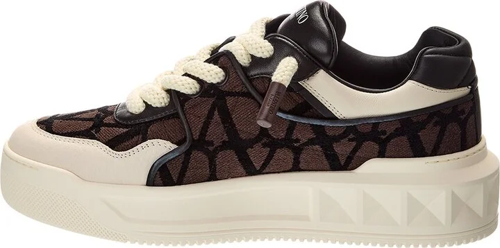 Valentino One Stud Xl Toile Iconographe Canvas & Leather Sneaker - Image 2