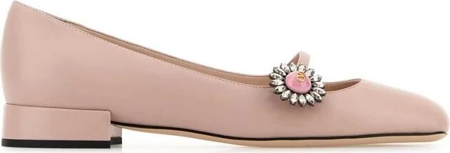 Valentino Preshoes Embellished Square Toe Ballet Flats