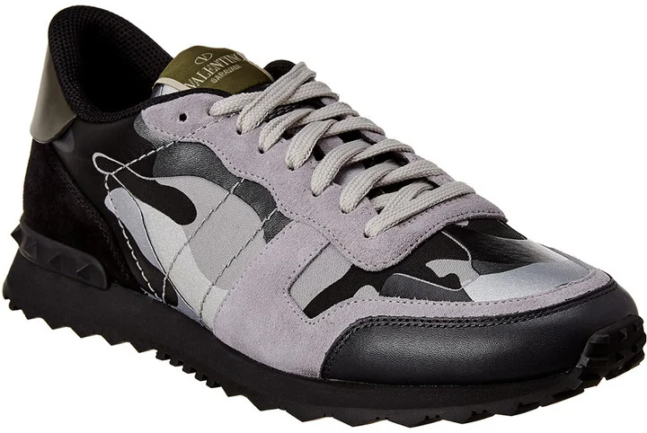 Valentino Rock Runner Camouflage Reflective Suede & Leather Sneaker