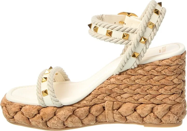 Valentino Rockstud 100 Leather Wedge Sandal - Image 2