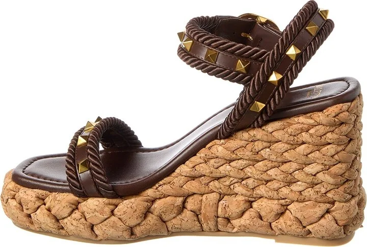 Valentino Rockstud 100 Leather Wedge Sandal - Image 2