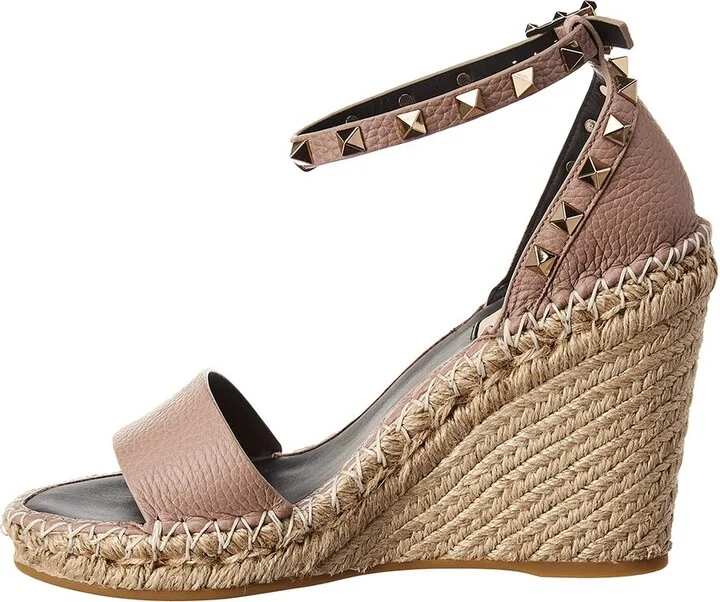 Valentino Rockstud 100 Leather Wedge Sandal - Image 2
