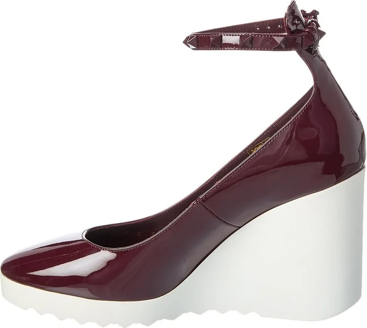 Valentino Rockstud 100 Patent Wedge Pump - Image 2
