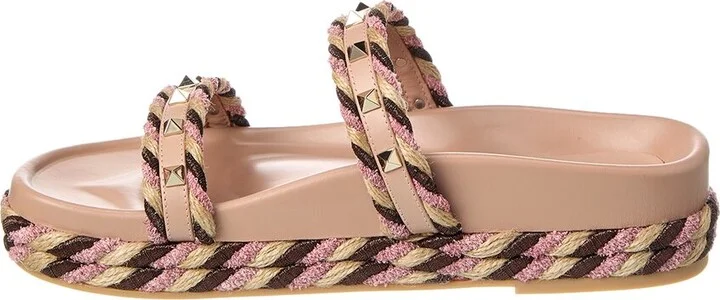Valentino Rockstud 20 Leather & Rope Sandal - Image 2
