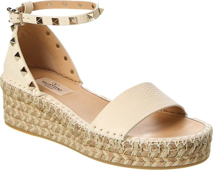 Valentino Rockstud 55 Grainy Leather Platform Sandal