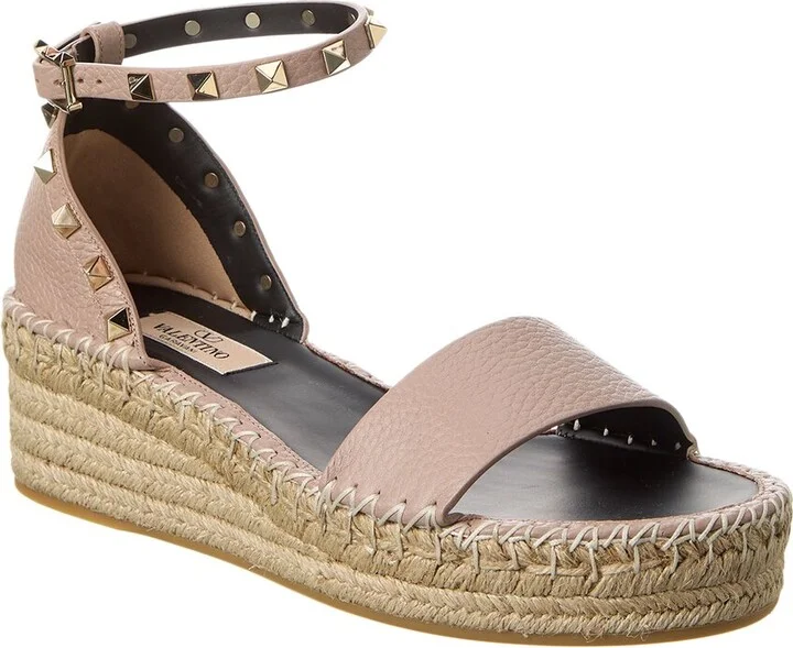 Valentino Rockstud 55 Grainy Leather Platform Sandal