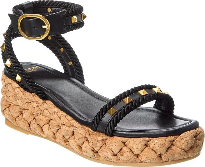 Valentino Rockstud 60 Leather Espadrille