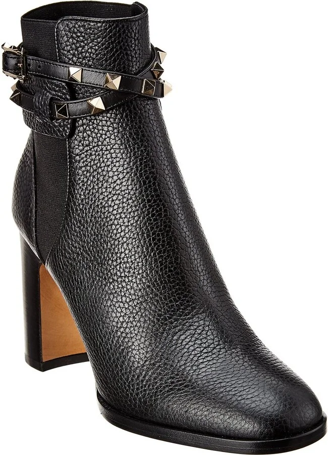 Valentino Rockstud 90 Grainy Leather Bootie