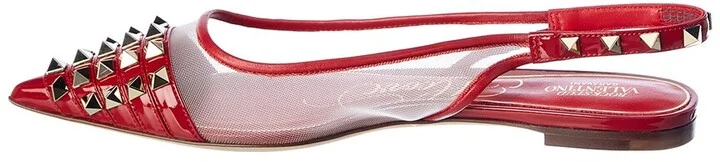 Valentino Rockstud Alcove Patent & Mesh Slingback Flat - Image 2