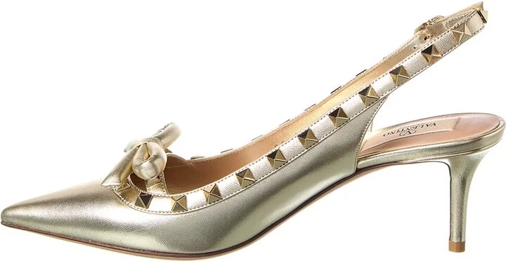 Valentino Rockstud Bow 60 Leather Slingback Pump - Image 2
