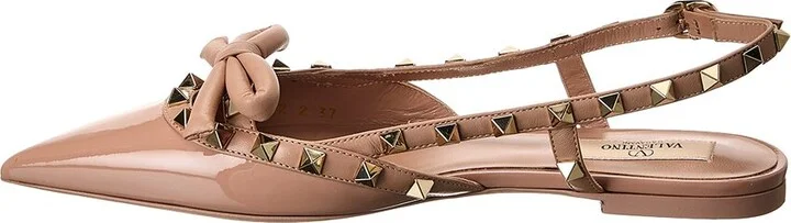 Valentino Rockstud Bow Patent Slingback Ballerina Flat - Image 2