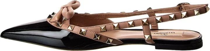 Valentino Rockstud Bow Patent Slingback Ballerina Flat - Image 2
