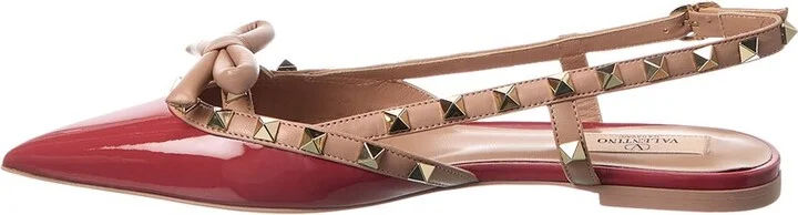 Valentino Rockstud Bow Patent Slingback Ballerina Flat - Image 2