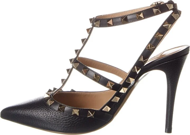 Valentino Rockstud Caged 100 Grainy Leather Pump - Image 2
