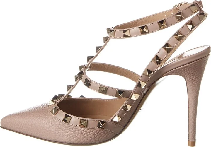 Valentino Rockstud Caged 100 Grainy Leather Pump - Image 2