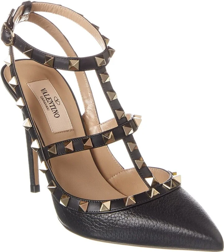 Valentino Rockstud Caged 100 Grainy Leather Pump