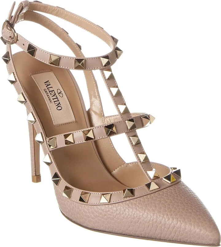 Valentino Rockstud Caged 100 Grainy Leather Pump