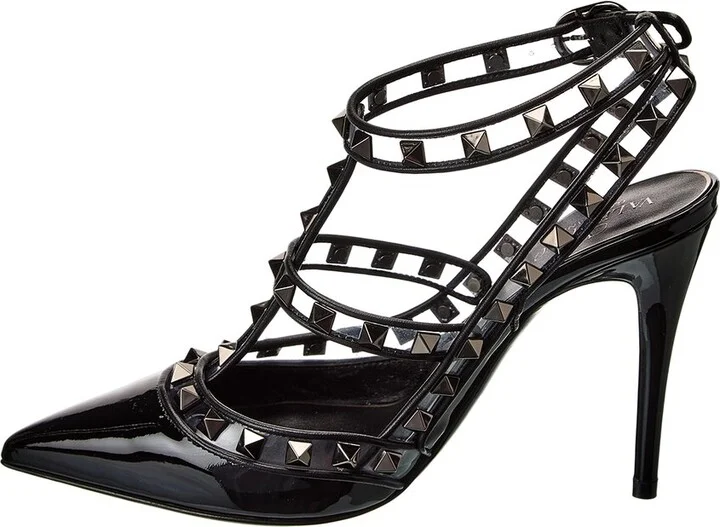 Valentino Rockstud Caged 100 Patent & Vinyl Pump - Image 2