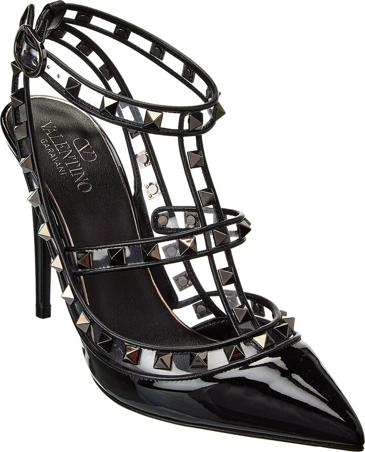 Valentino Rockstud Caged 100 Patent & Vinyl Pump