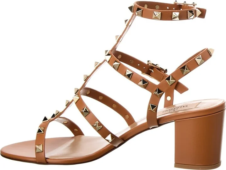 Valentino Rockstud Caged 60 Leather Ankle Strap Sandal - Image 2