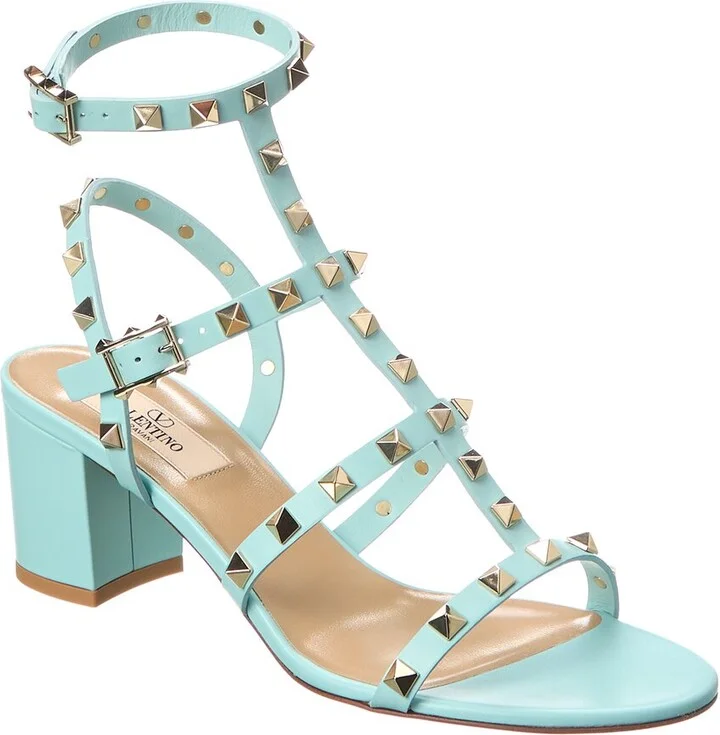 Valentino Rockstud Caged 60 Leather Ankle Strap Sandal