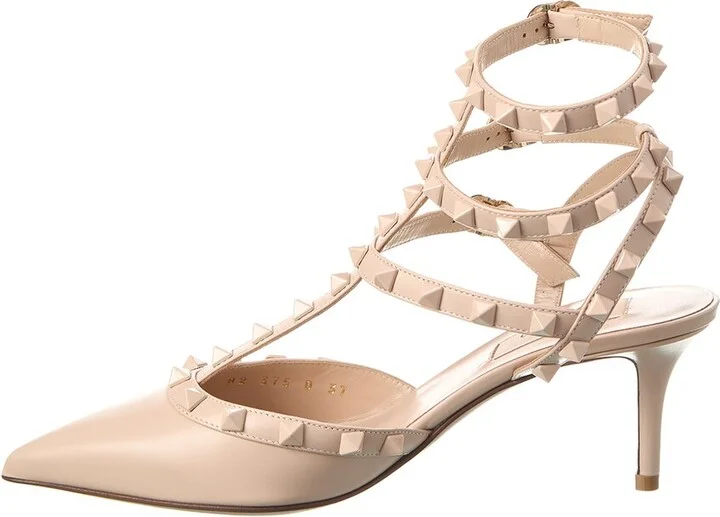 Valentino Rockstud Caged 65 Leather Ankle Strap Pump - Image 2