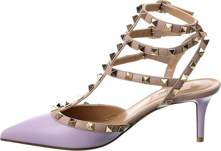 Valentino Rockstud Caged 65 Leather Ankle Strap Pump - Image 2