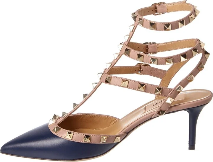 Valentino Rockstud Caged 65 Leather Ankle Strap Pump - Image 2