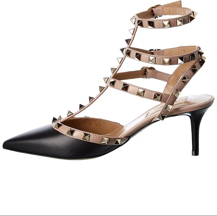 Valentino Rockstud Caged 65 Leather Ankle Strap Pump - Image 2
