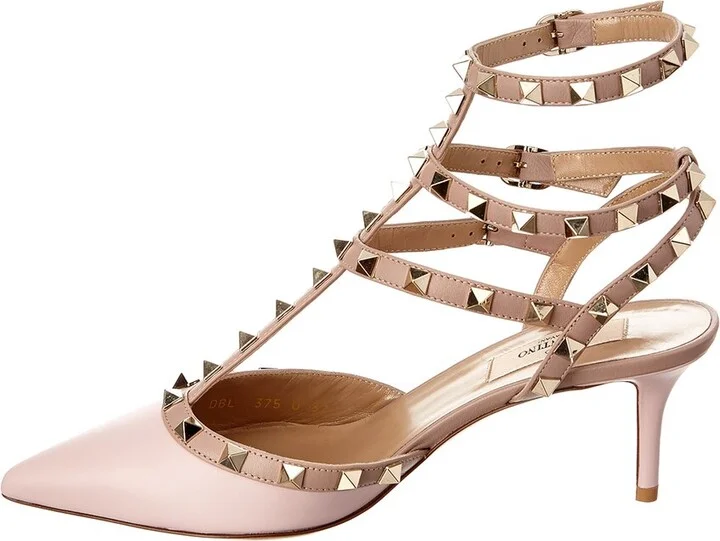 Valentino Rockstud Caged 65 Leather Ankle Strap Pump - Image 2