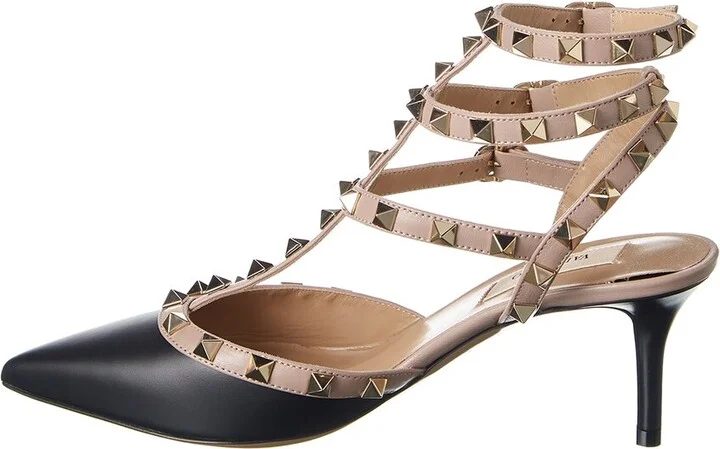 Valentino Rockstud Caged 65 Leather Ankle Strap Pump - Image 2