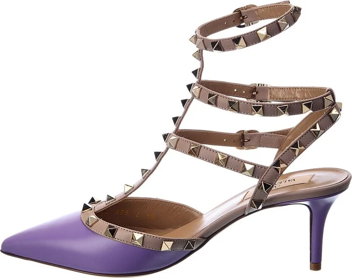 Valentino Rockstud Caged 65 Leather Ankle Strap Pump - Image 2