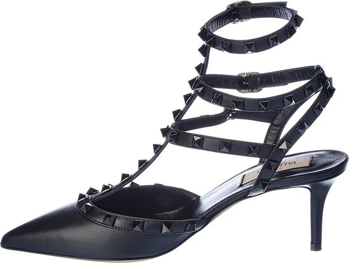 Valentino Rockstud Caged 65 Leather Ankle Strap Pump - Image 2