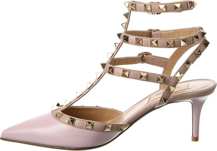 Valentino Rockstud Caged 65 Leather Ankle Strap Pump - Image 2