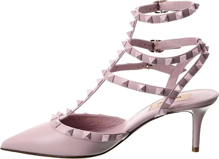 Valentino Rockstud Caged 65 Leather Ankle Strap Pump - Image 2