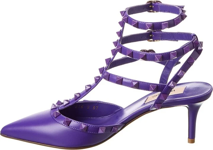 Valentino Rockstud Caged 65 Leather Ankle Strap Pump - Image 2
