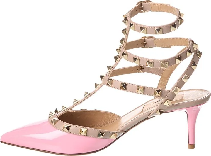 Valentino Rockstud Caged 65 Patent Ankle Strap Pump - Image 2
