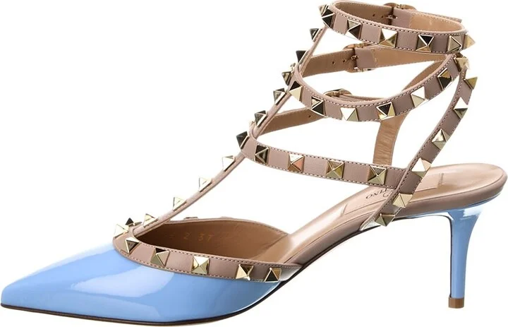 Valentino Rockstud Caged 65 Patent Ankle Strap Pump - Image 2