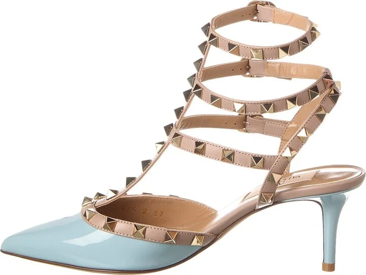 Valentino Rockstud Caged 65 Patent Ankle Strap Pump - Image 2
