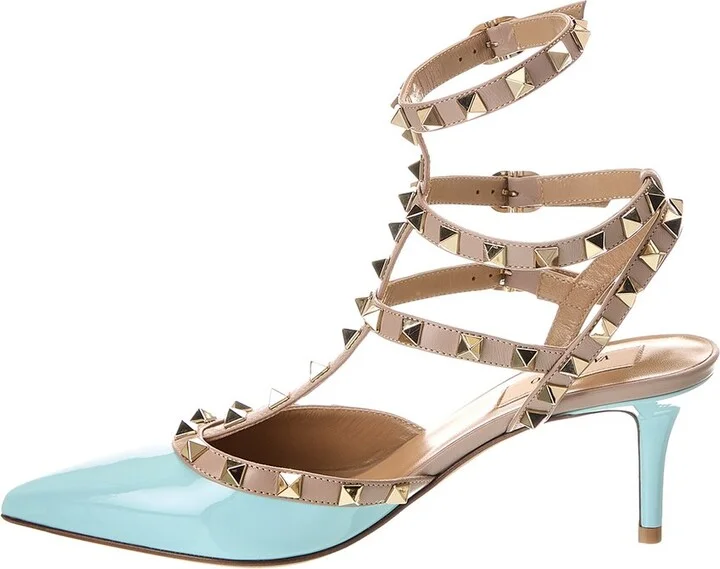 Valentino Rockstud Caged 65 Patent Ankle Strap Pump - Image 2