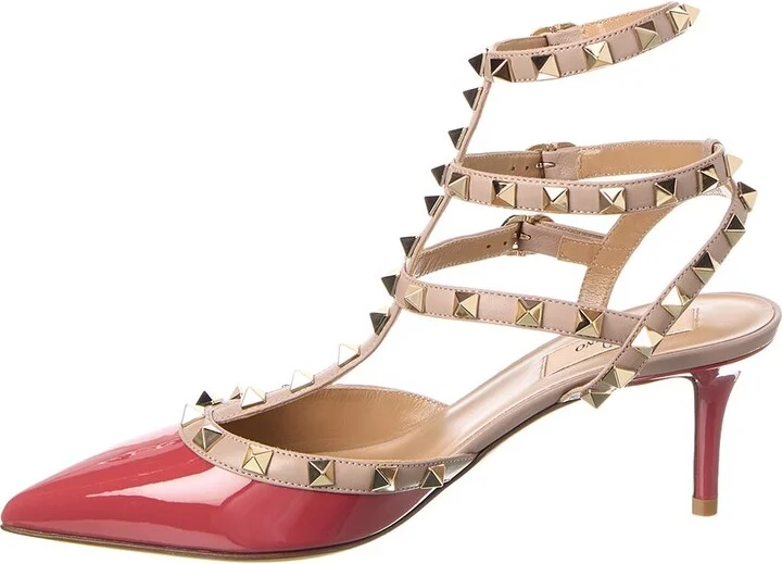 Valentino Rockstud Caged 65 Patent Ankle Strap Pump - Image 2