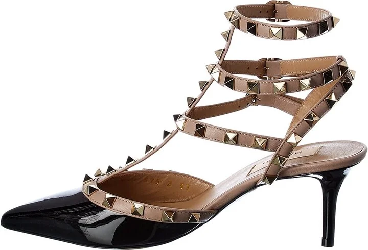 Valentino Rockstud Caged 65 Patent Ankle Strap Pump - Image 2