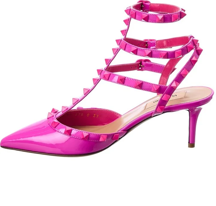 Valentino Rockstud Caged 65 Patent Ankle Strap Pump - Image 2