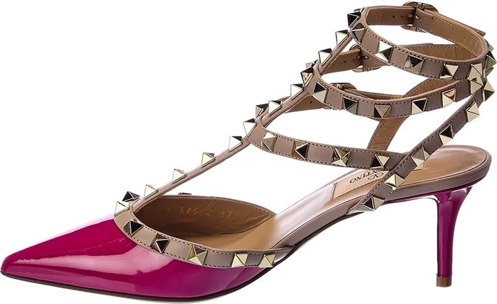 Valentino Rockstud Caged 65 Patent Ankle Strap Pump - Image 2