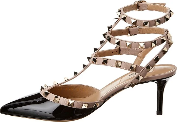 Valentino Rockstud Caged 65 Patent Ankle Strap Pump - Image 2