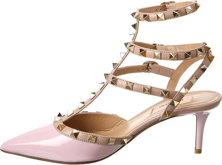 Valentino Rockstud Caged 65 Patent Ankle Strap Pump - Image 2