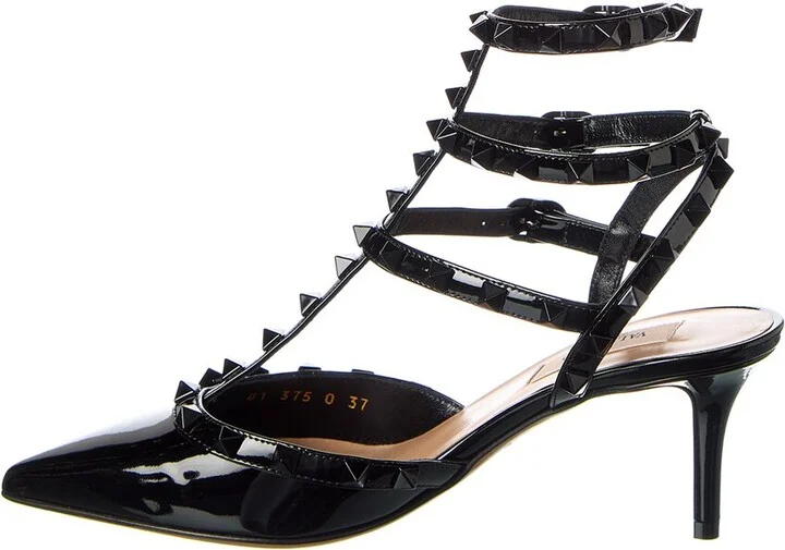 Valentino Rockstud Caged 65 Patent Ankle Strap Pump - Image 2